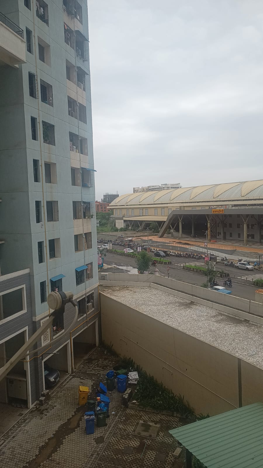 View of Bamandongri station road from Ananta Towers Ulwe flat